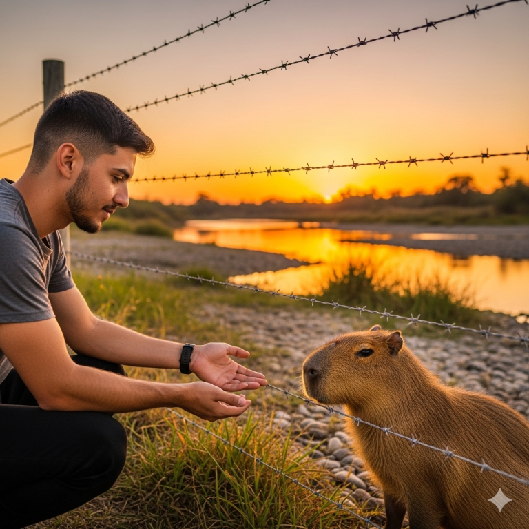 En un centro de rehabilitación de fauna, escondido entre las orillas del río Paraná, vivía Luma, una capibara grande, suave y silenciosa, que había llegado allí tras ser encontrada herida en la orilla, cuando apenas era una cría. Nadie sabía cómo había sobrevivido.