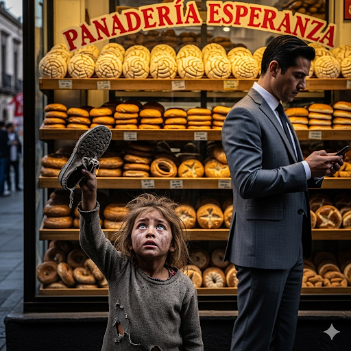 Una niña pobre entra a una panadería y le pregunta a un multimillonario, “¿Puedo cambiar mis zapatos por una barra de pan?”