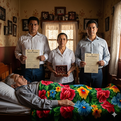 “Mi hijo mayor se queda con dos escrituras de propiedad, mi segundo hijo recibe dos cuentas de ahorro por un total de 150 millones de pesos, y mi hija…