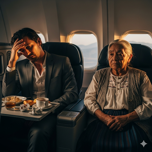 En la cabina de clase ejecutiva se sentía una tensión palpable.