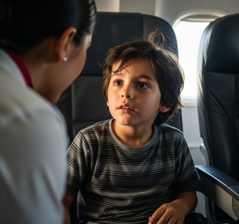 Una azafata vio que un niño de 10 años hacía una señal extraña con los dedos: minutos después el avión hizo un aterrizaje de emergencia