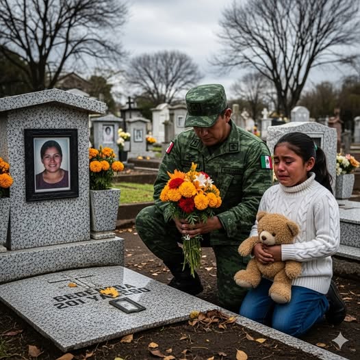 Un soldado se quedó helado al ver a una niña llorando en la tumba de su esposa… Cuando descubrió la razón, rompió en llanto…