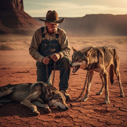 Un Vaquero Encuentra a Un Lobo Encadenado Con Su Cachorro… Lo Que Pasó Después Dadie Lo Podía Creer…
