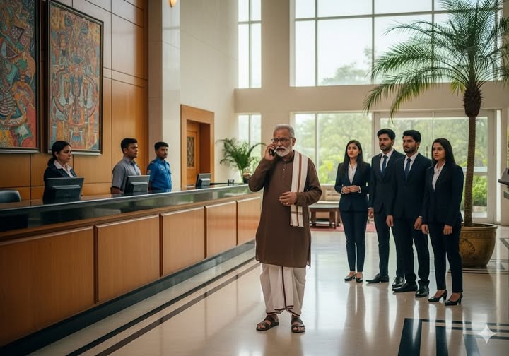 Un campesino entra en un lujoso hotel, despreciado – hasta que saca su teléfono y todos se arrepienten…