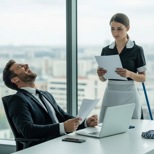 TE DOY MI SUELDO SI TRADUCES ESTO, SE RIÓ EL JEFE MILLONARIO,a PERO LA EMPLEADA DE LIMPIEZA LO CALLÓ…
