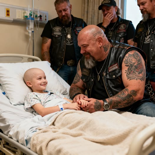 Cuarenta motociclistas se turnaron para sostener la mano de una niña moribunda de siete años durante tres meses