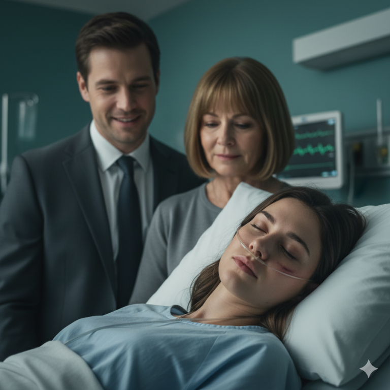 Mi esposo y mi madre decían riendo “Fue fácil engañarla ” Estaba en coma… pero lo escuché todo…