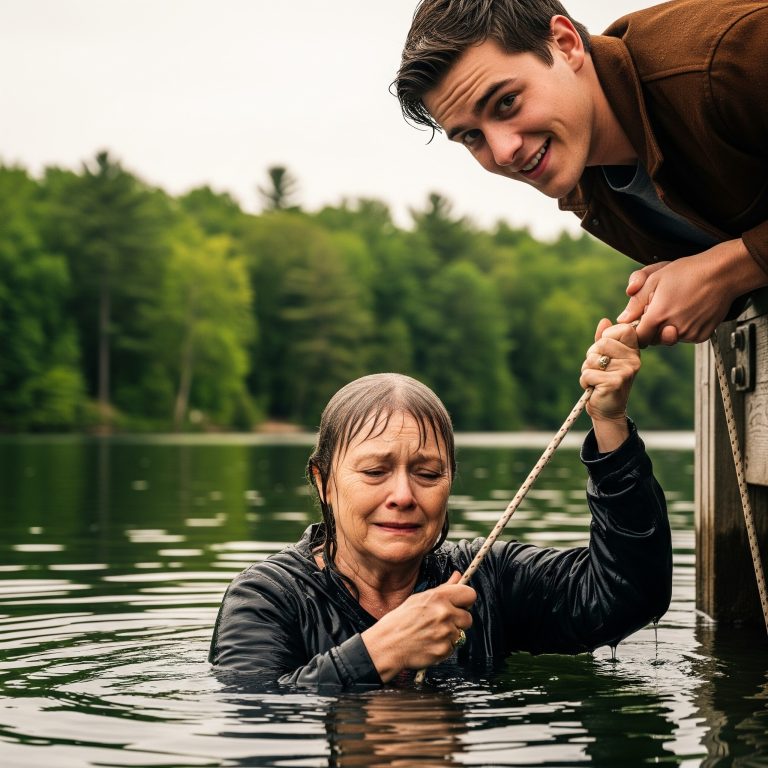 Mi nieto me empujó desde el muelle, riendo mientras yo luchaba bajo el agua. “¡Deja de exagerar!”, se burló mi nuera cuando salí arrastrándome, jadeando. Para ellos, yo era solo una anciana frágil —útil solo por mi dinero, demasiado débil para resistirme—. Así que los dejé creerlo. Me hice la olvidadiza, torpe, confundida.  Escuchaba sus susurros sobre mandarme a un asilo, llamándome una carga. Lo que no sabían era que yo estaba grabando cada palabra, cada insulto. Para cuando se dieron cuenta de que mis cuentas estaban vacías, entraron en pánico y llamaron a la policía. Pero el archivo de pruebas que dejé atrás se aseguró de que su pesadilla apenas comenzaba.