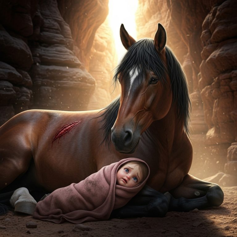 Pensaban que solo era un caballo mustang herido… «hasta que encontraron el milagro debajo de él»…