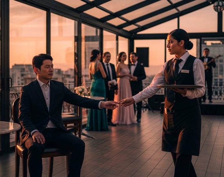 En la fiesta, nadie bailaba con el millonario japonés… hasta que la camarera lo invitó en japonés…