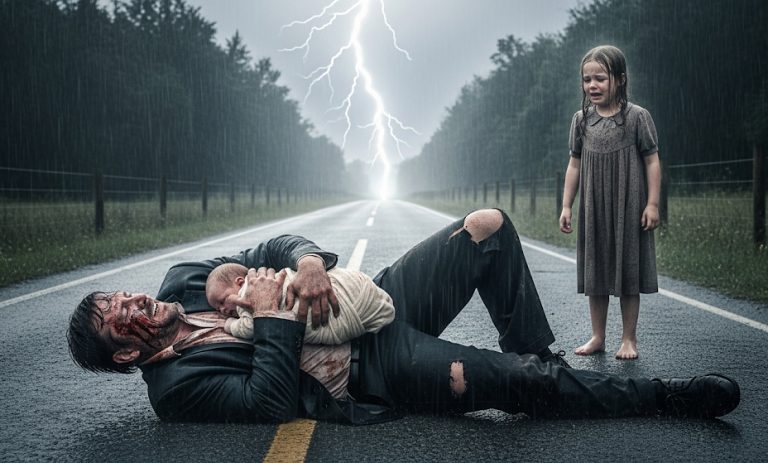 Una niña sin hogar encuentra a un millonario herido bajo la tormenta con un bebé en brazos… y lo reconoce en el instante menos esperado 🌧️👶💔