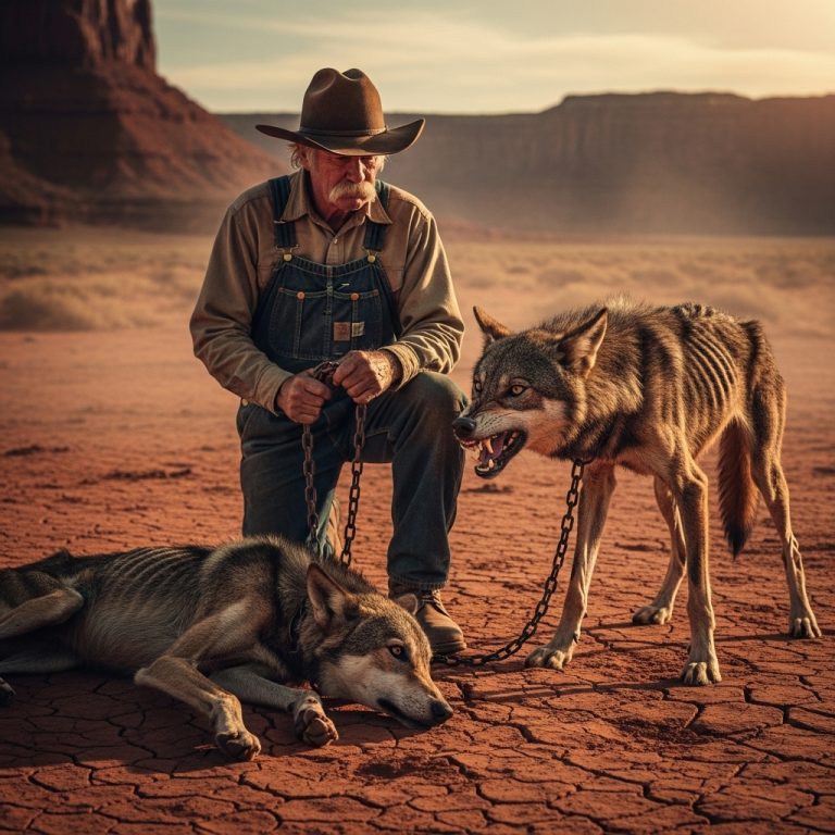 Un Vaquero Encuentra a Un Lobo Encadenado Con Su Cachorro… Lo Que Pasó Después Dadie Lo Podía Creer…