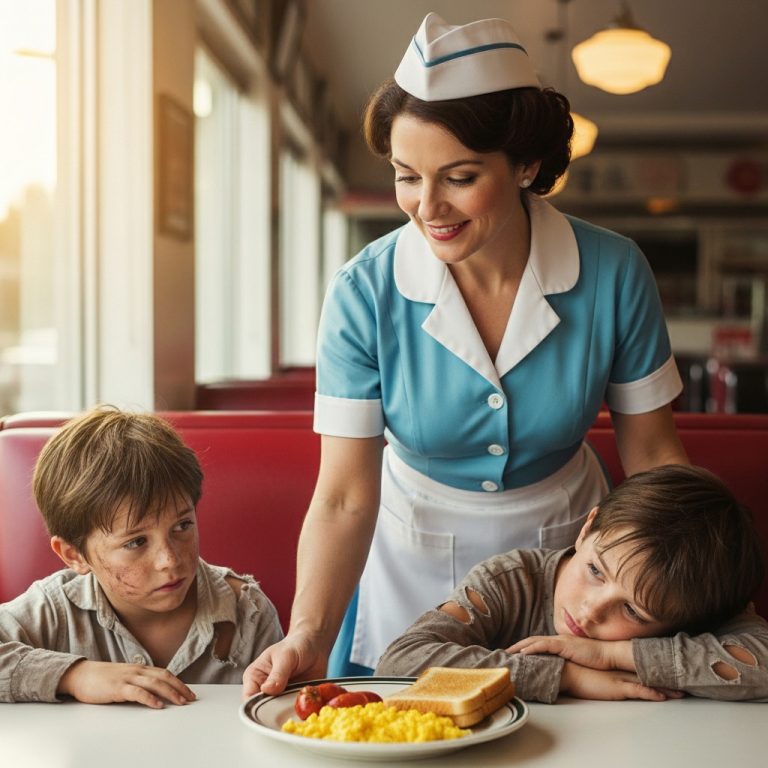 Camarera Ofreció Comida a Dos Huérfanos, 17 Años Más Tarde un Coche de Lujo Aparece en su Casa…