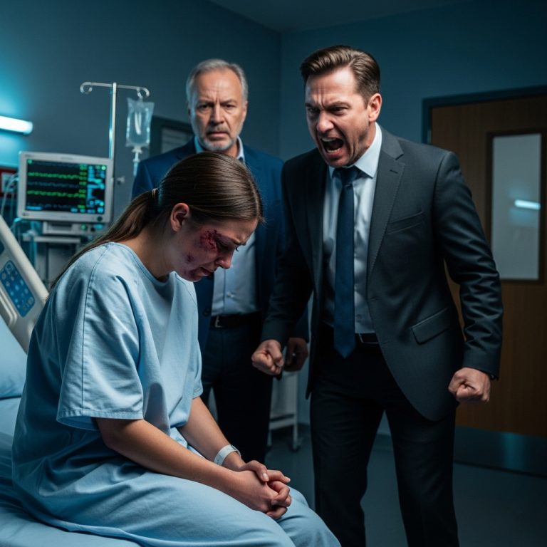 En el hospital después del parto, mi esposo millonario me golpeó… y mi padre CEO detuvo su empresa…