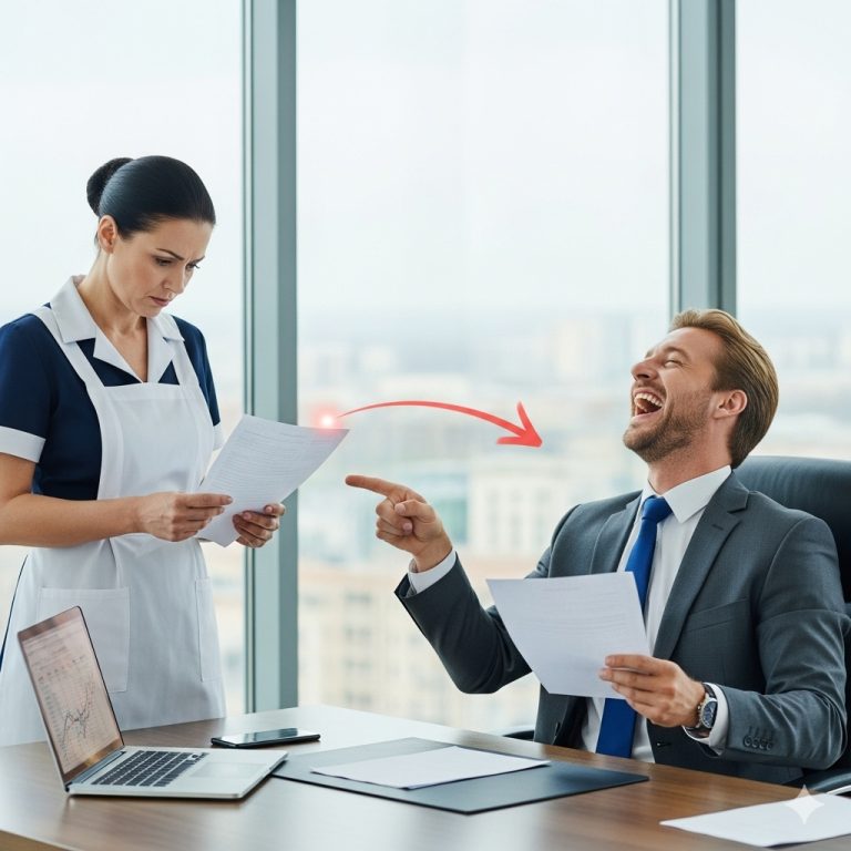 TE DOY MI SUELDO SI TRADUCES ESTO, SE RIÓ EL JEFE MILLONARIO, PERO LA EMPLEADA DE LIMPIEZA LO CALLÓ…