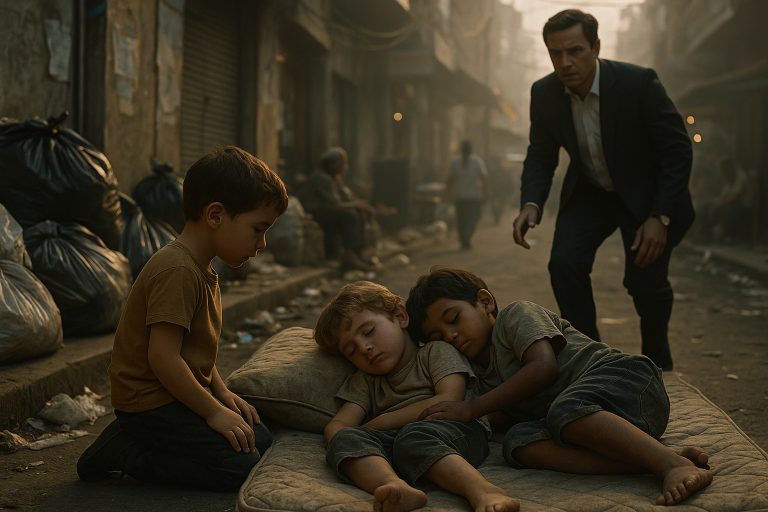 “¡Papá, esos niños entre la basura son iguales a mí!” Niño conmueve a millonario… —Papá, esos dos niños que duermen en la basura se parecen a mí —exclamó Pedro, señalando a los pequeños que descansaban abrazados sobre un colchón desgastado en la acera.