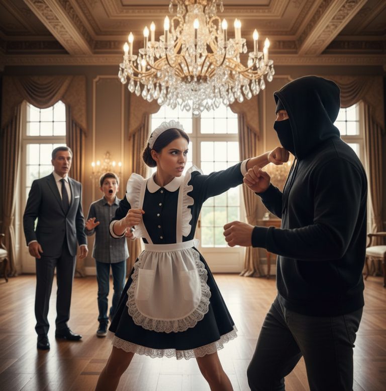 Una criada lucha contra un secuestrador paraa salvar a su jefe millonario y a su hijo…