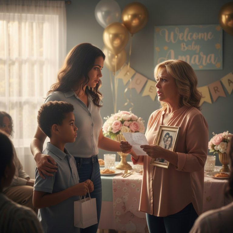 Me avergoncé por ser madre soltera en el baby shower de mi hermana — hasta que mi hijo de 9 años se levantó con una carta