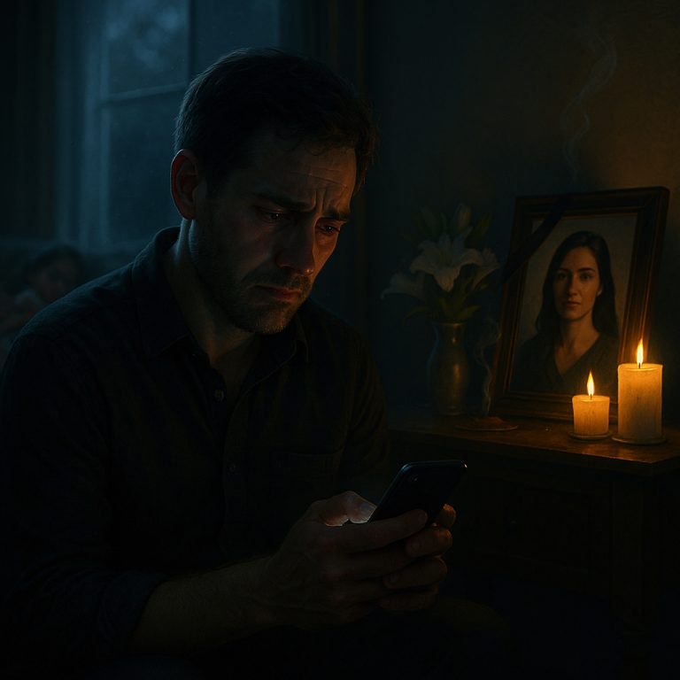 La esposa murió de un infarto, y en medio del funeral el esposo olvidó su teléfono en el ataúd… pero a medianoche ocurrió lo impensable.