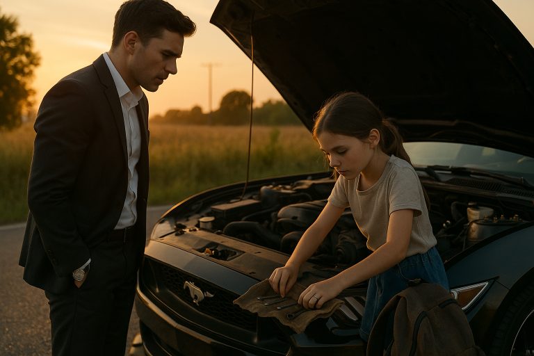Niña ayuda a Millonario a reparar su mustang, cuando él ve el anillo en su dedo…