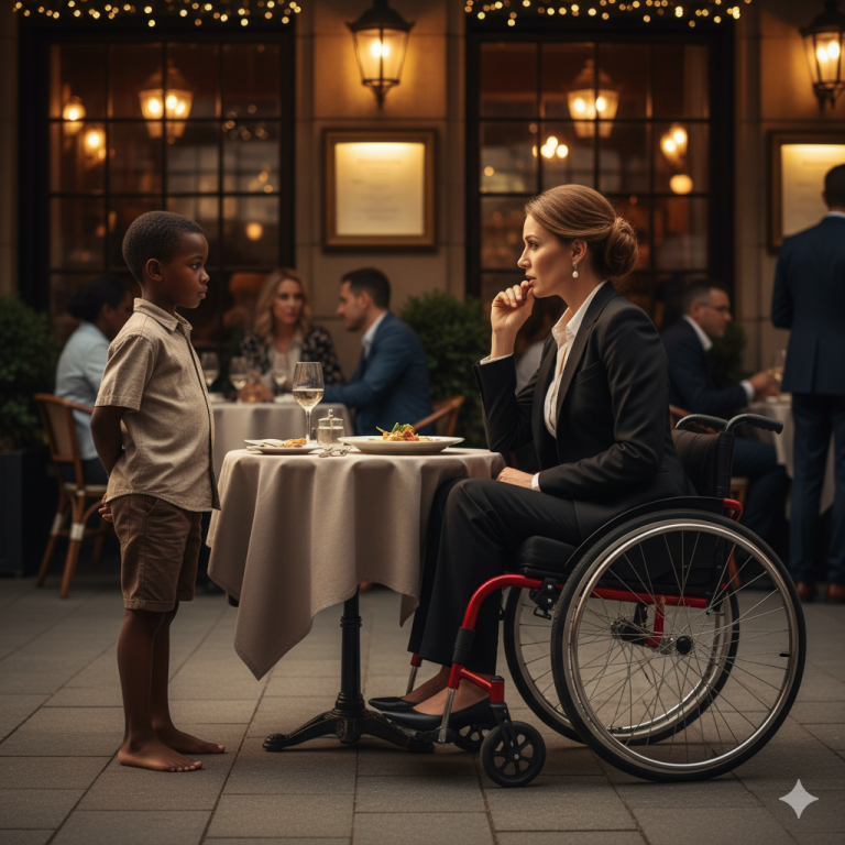 Niño Negro Pobre A MILLONARIA Paralizada: “Te CuRO Por Tus SOBRAS” – Ella Ríe… Y Luego Todo Cambia