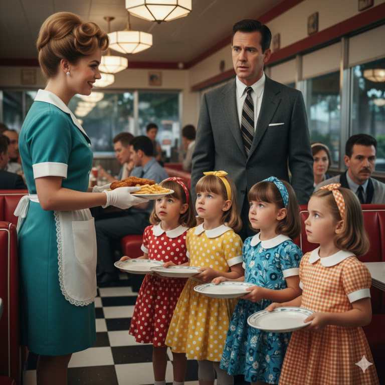 “Una camarera alimentó a cuatro niñas huérfanas durante 10 años — 12 años después, una SUV se detuvo en su puerta.”