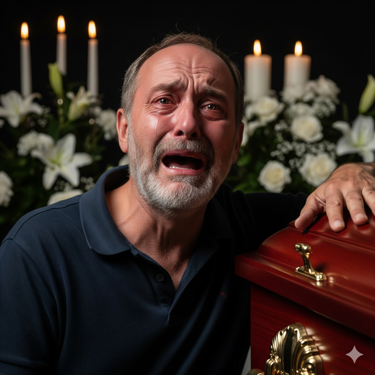 La esposa murió de un infarto, y en medio del funeral el esposo olvidó su teléfono en el ataúd… pero a medianoche ocurrió lo impensable.