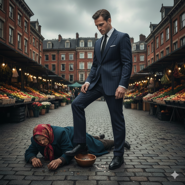 UN MILLONARIO PATEA A UNA MENDIGA, PERO ELLA LAMENTA PROFUNDAMENTE SABER LA VERDAD