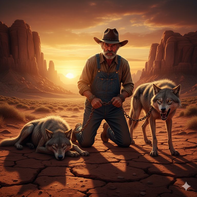 Un Vaquero Encuentra a Un Lobo Encadenado Con Su Cachorro… Lo Que Pasó Después Dadie Lo Podía Creer…
