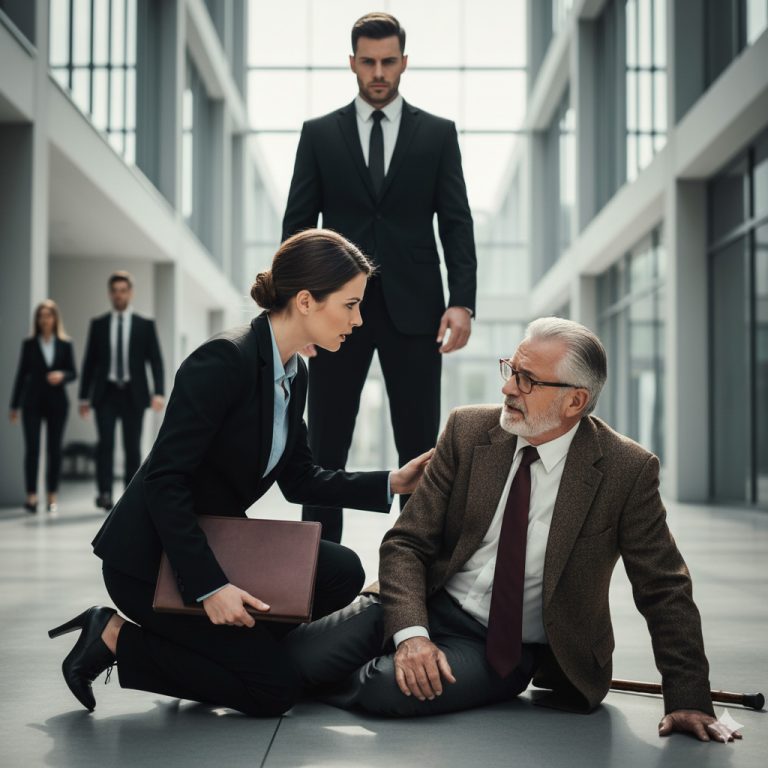 ¡La iban a despedir por ayudar a un anciano caído! ¡Entonces entró el CEO y lo llamó “papá”!…