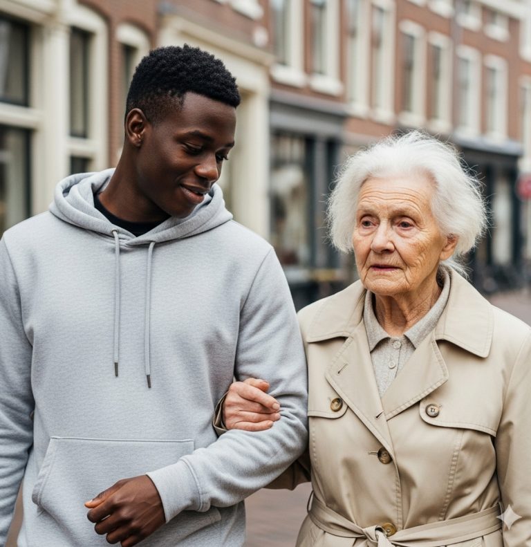 Todos ignoraron a la anciana perdida, hasta que un joven negro tomó su mano — Lo que sucedió después lo cambiará todo.