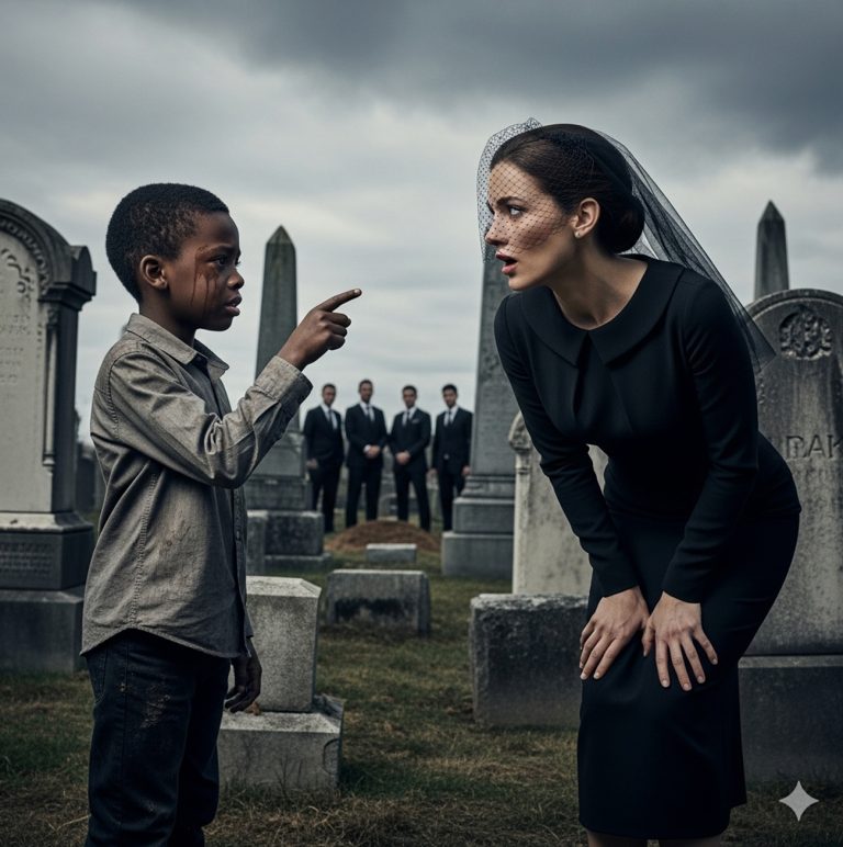 Un Niño Sin Techo Interrumpe El Funeral y Le Susurra a La Hija del Fallecido: “El Asesino Está Justo Detrás de Ti”