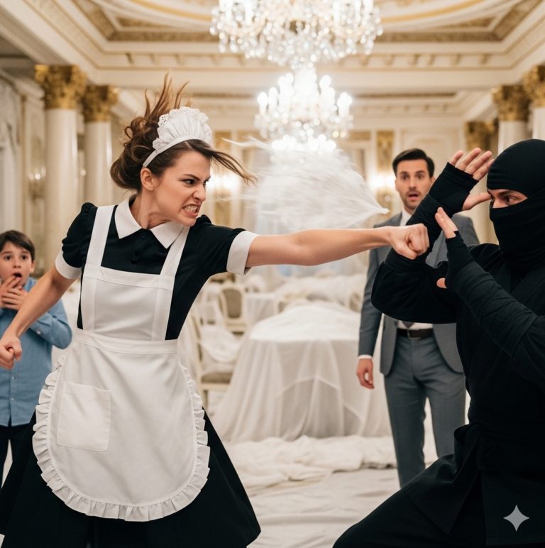 Una criada lucha contra un secuestrador para salvar a su jefe millonario y a su hijo…