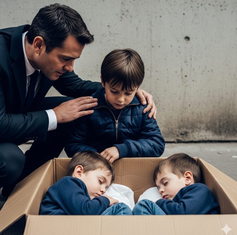 “¡Papá, esos niños entre la basura son iguales a mí!” Niño conmueve a millonario… —Papá, esos dos niños que duermen en la basura se parecen a mí —exclamó Pedro, señalando a los pequeños que descansaban abrazados sobre un colchón desgastado en la acera.