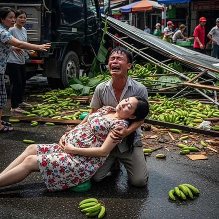 Mi esposo me dijo que vendiera estos plátanos esta mañana y luego tomara la licencia de maternidad, falta solo un mes para que nazca nuestro hijo.
