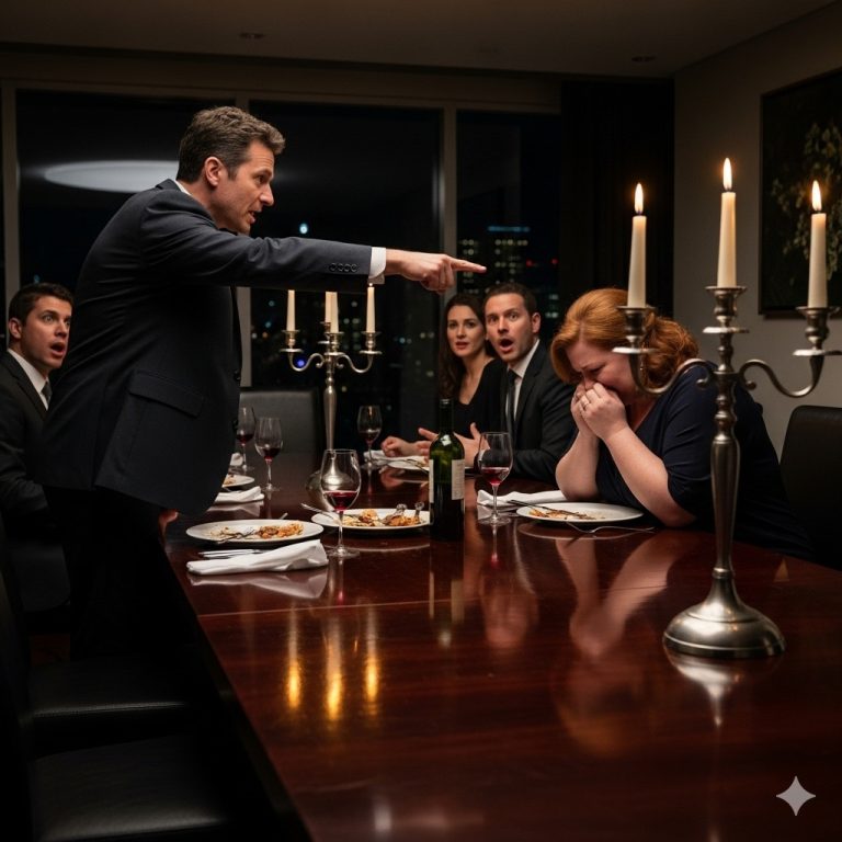 Mi esposo se burló de mí y me llamó “cerda gorda” frente a sus invitados. Me quedé callada… pero luego hice algo que lo sorprendió y lo avergonzó…