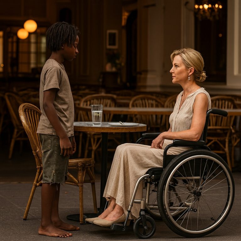 El pobre chico negro le preguntó a la millonaria paralítica: “¿Puedo curarla a cambio de esa comida que sobra?” Ella sonrió… y entonces todo cambió.