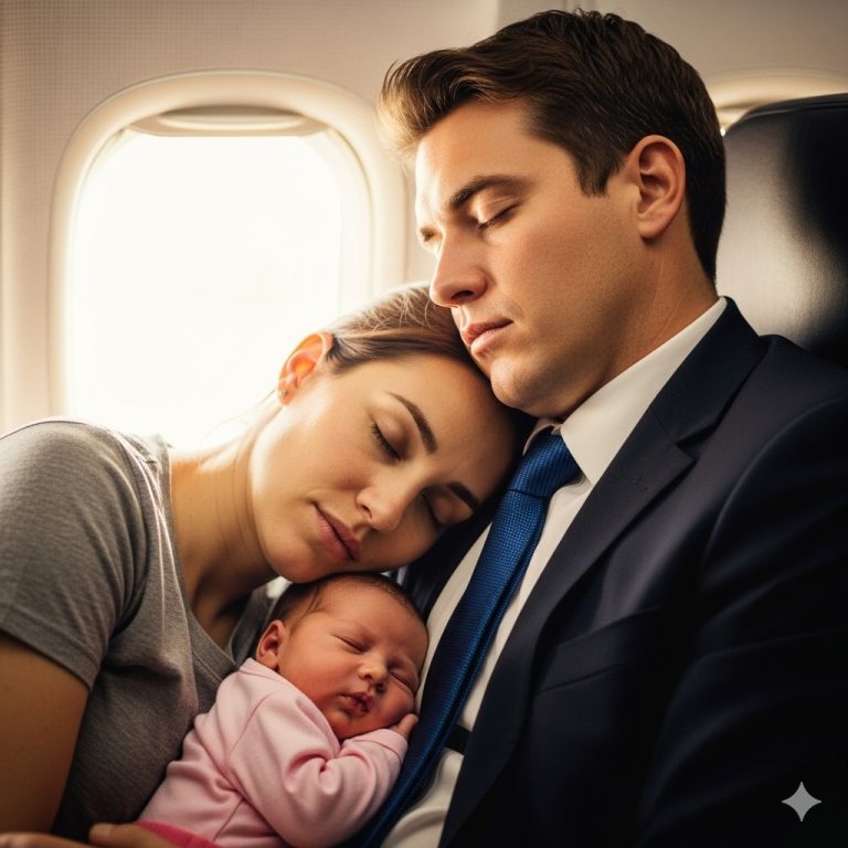 Una madre exhausta y su bebé se quedan dormidos sobre el hombro de un CEO durante un vuelo—Lo que sucede cuando ella despierta la deja sin palabras…