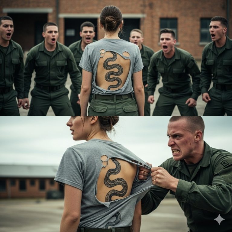 Se burlaban de ella por ser la cadete más débil del patio — hasta que un momento dejó al descubierto el tatuaje en su espalda… ¡Una marca a la que incluso los generales rinden saludo!