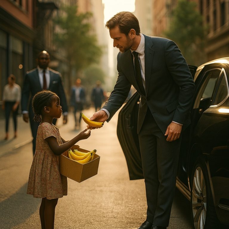 Una niña de 6 años vende bananas para salvar a su madre gravemente enferma y moribunda. Un multimillonario pasa y hace algo inesperado…