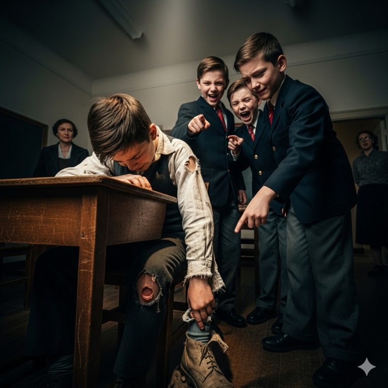 Un chico negro pobre es acosado por llevar zapatos rotos — Lo que su maestra descubre sobre él deja a la clase sin palabras…