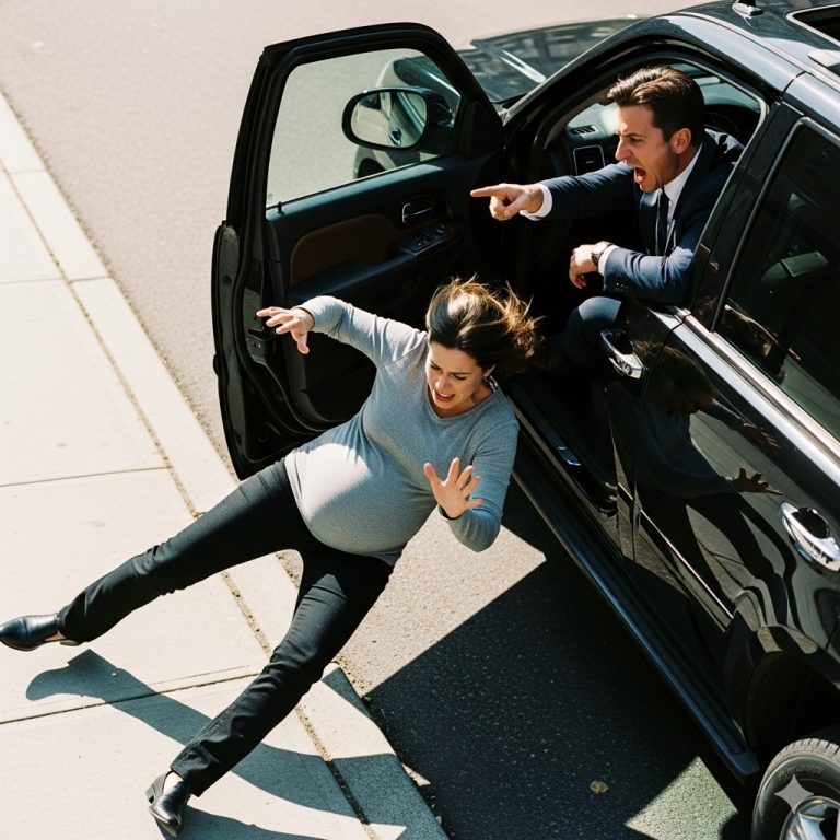 El esposo echa a su esposa embarazada del auto nuevo — “Auto nuevo, no me des más mala suerte” — Su reacción…