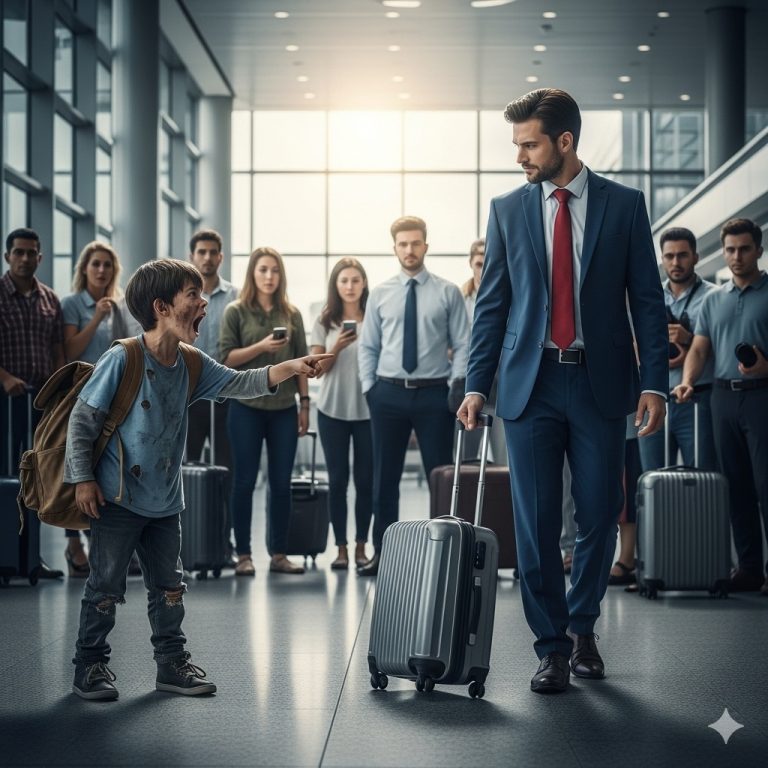 “¡No subas al avión! ¡Va a explotar!” –A Gritó un niño sin hogar a un empresario rico, y la verdad dejó a todos sin palabras…