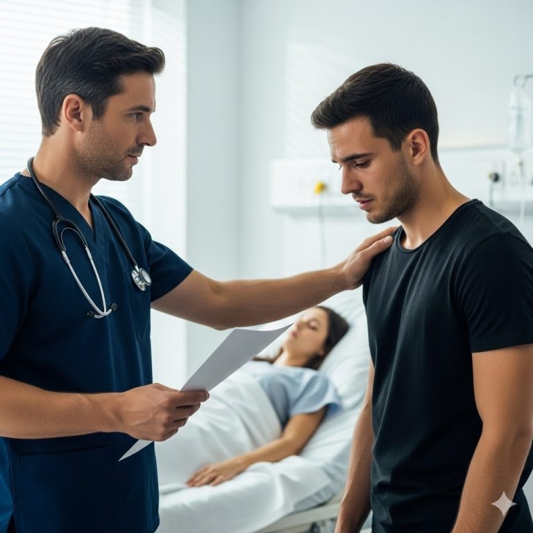 Llevando a mi esposa a la sala de emergencias, el médico de rostro pálido me llamó a la habitación y me reveló un secreto: “Mira esto y llama inmediatamente a la policía.”