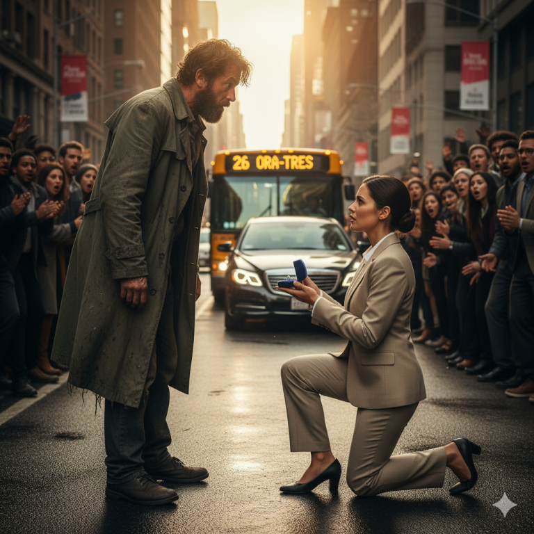 Una millonaria madre soltera propone matrimonio a un hombre sin hogar y su respuesta conmueve