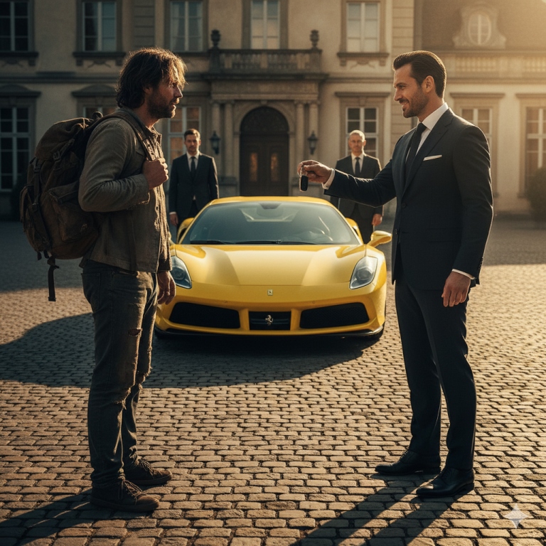 “¡TE DARÉ ESTE FERRARI SI LOGRAS ARRANCARLO!” – El millonario, con arrogancia, humilló a la chica sin techo. Pero cuando ella puso las manos sobre el volante, lo que ocurrió enseguida lo dejó mudo, sin poder pronunciar palabra…