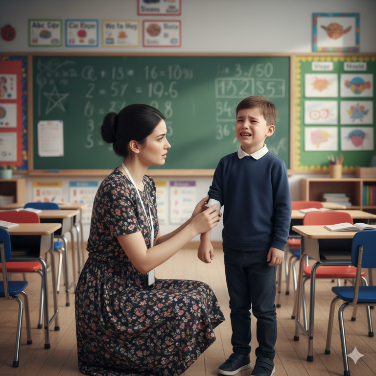 Una maestra notó que su alumno siempre llevaba mangas largas y se encogía al ser tocado.