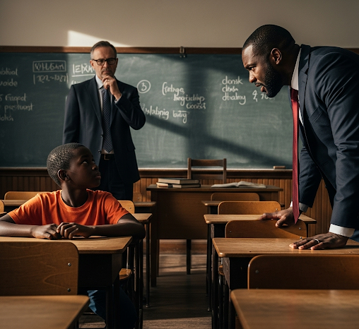 Un profesor ridiculiza a un niño negro que dice que su padre trabaja en el Pentágono. Entonces su padre entra en la habitación…