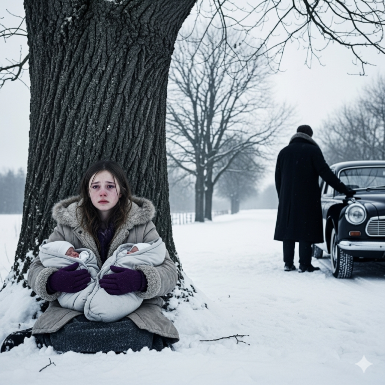 Niña hallada en carretera helada con gemelos conmueve a millonario con su sorprendente verdad !