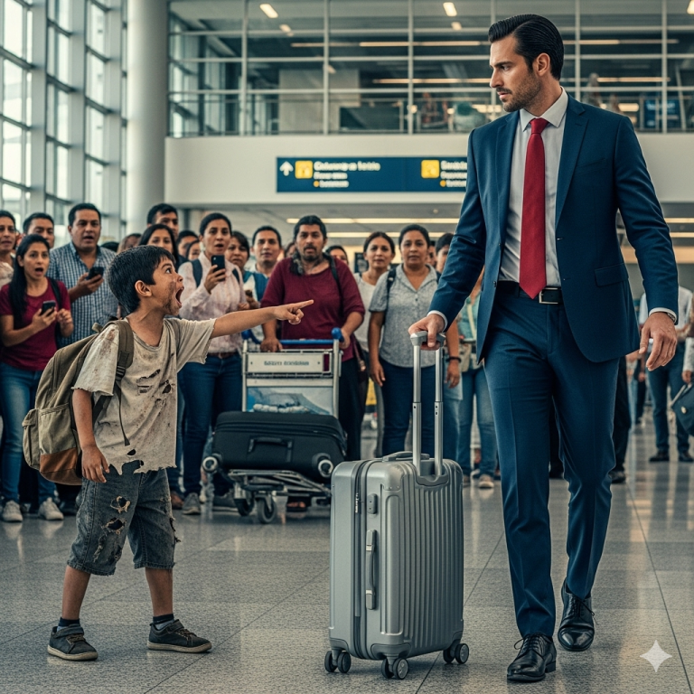 “¡No subas al avión! ¡Va a explotar!” –A Gritó un niño sin hogar a un empresario rico, y la verdad dejó a todos sin palabras…